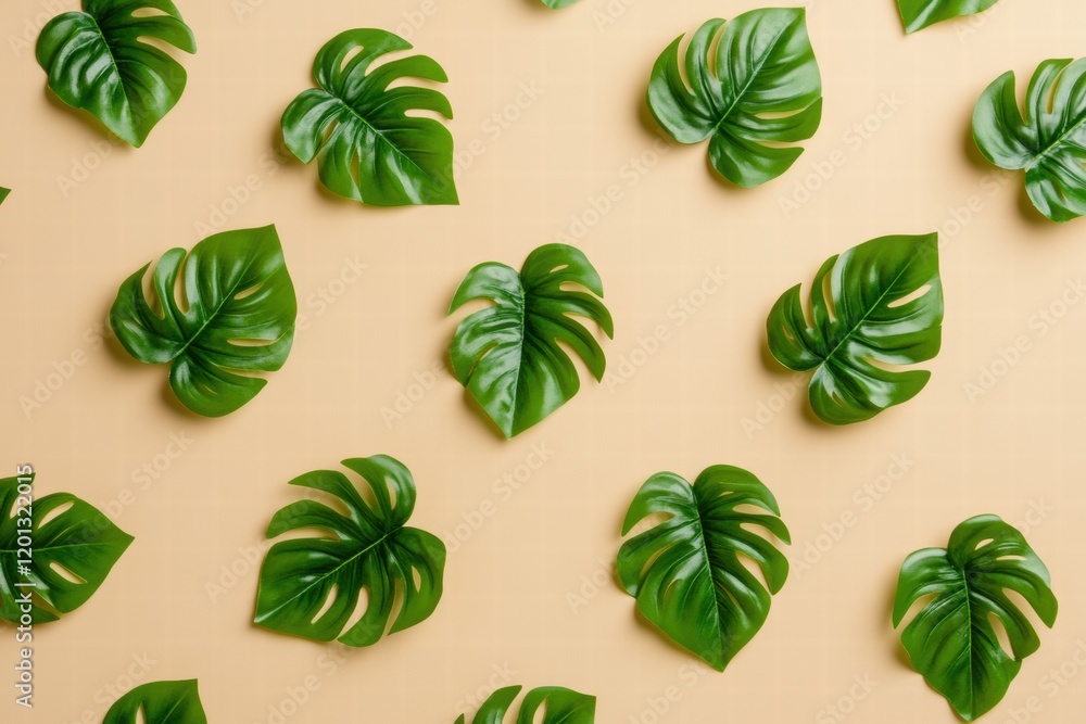 Poster decorative tropical leaves arranged on a light background creating a lush and vibrant display for de