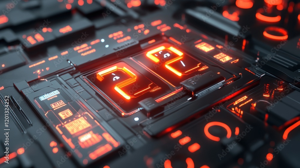 Poster futuristic interface showing digital number twenty one