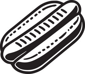 A high-quality silhouette vector of a hot dog, perfect for fast food branding, restaurant menus, snack designs, and creative culinary projects.