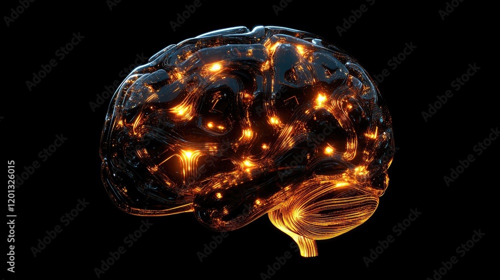 Aufkleber glowing abstract brain neural network representation