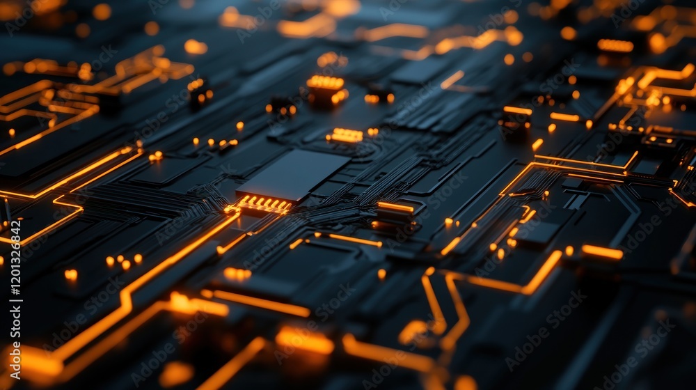 Aufkleber illuminated circuit board shows complex technological design