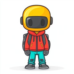 Fototapeta premium A Cute Robot Backpacker Ready For Adventure