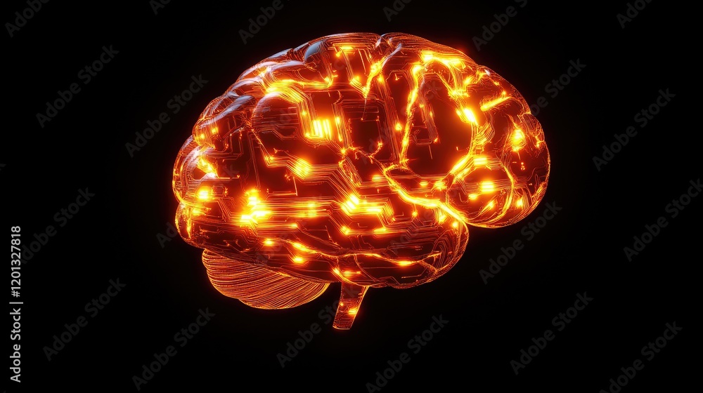Aufkleber illuminated digital brain glowing circuitry network