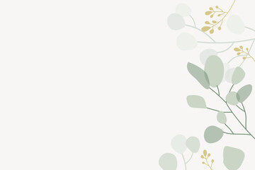 Beige botanical background, leaf border vector