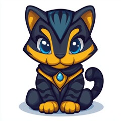 Adorable Cartoon Cat Wearing Regal Attire