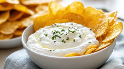 Creamy Yogurt Dip with Crispy Tortilla Chips