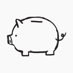 Piggy bank, finance doodle, illustration vector