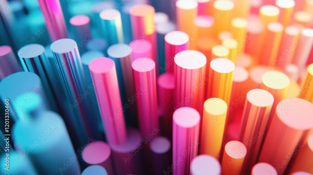 Poster abstract colorful cylinders create vibrant pattern