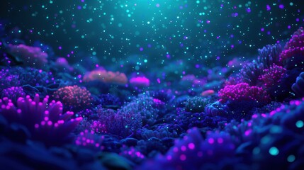 Obraz premium Vibrant Underwater Scene with Colorful Coral and Mystical Lights