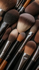 Elegant makeup brushes arranged in a stylish manner showcasing professional artistry tools