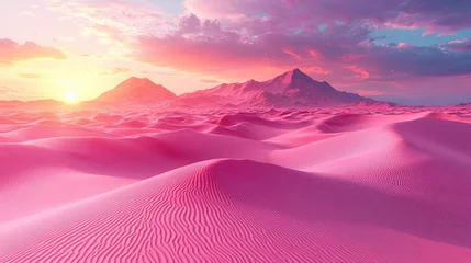 Fototapeten A banner template with a pink background, including subtle gradients and surreal landscapes © Mark