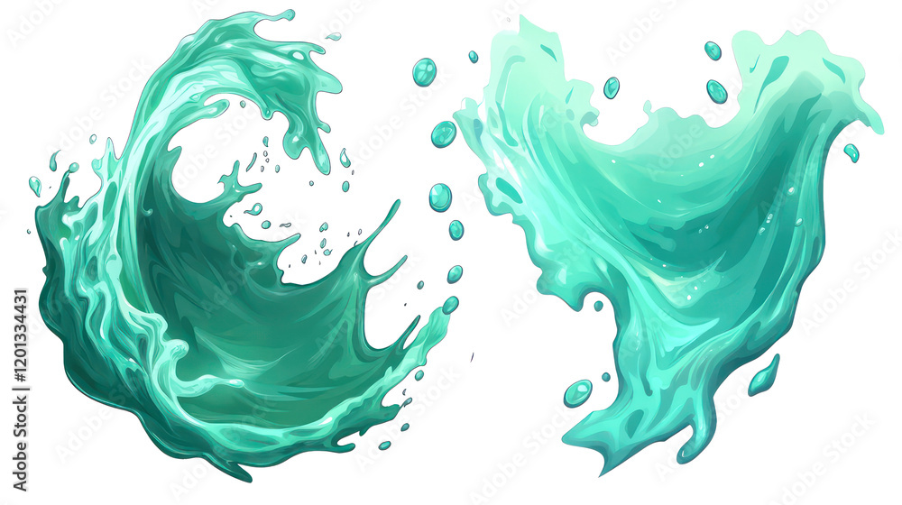 Poster dynamic water spray effects in a transparent setting generative ai