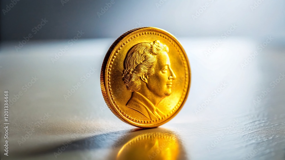 Poster minimalist coin clipping: close-up of a single gold coin partially obscured, clean background