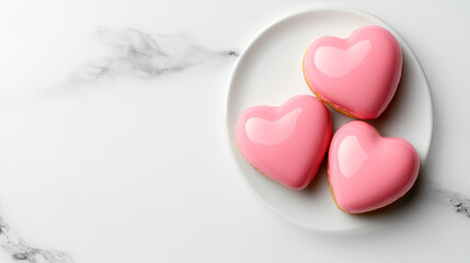 Obraz premium Pink heart-shaped donut with or cookies sprinkles for Valentine's Day, 14th February