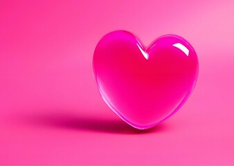 Vibrant Pink Glass Heart Romantic Love Symbol Valentine s Day Shiny Glossy