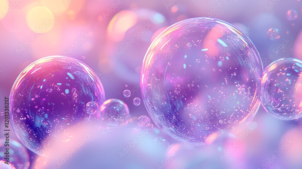 Poster abstract background featuring colorful bubbles and soft light effects. generative ai