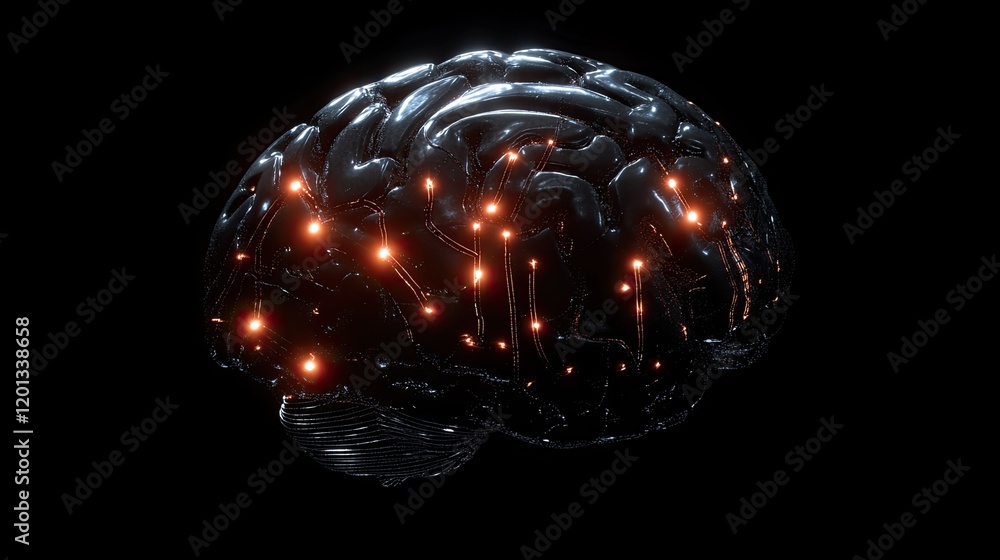 Poster illuminated neural pathways of a human brain