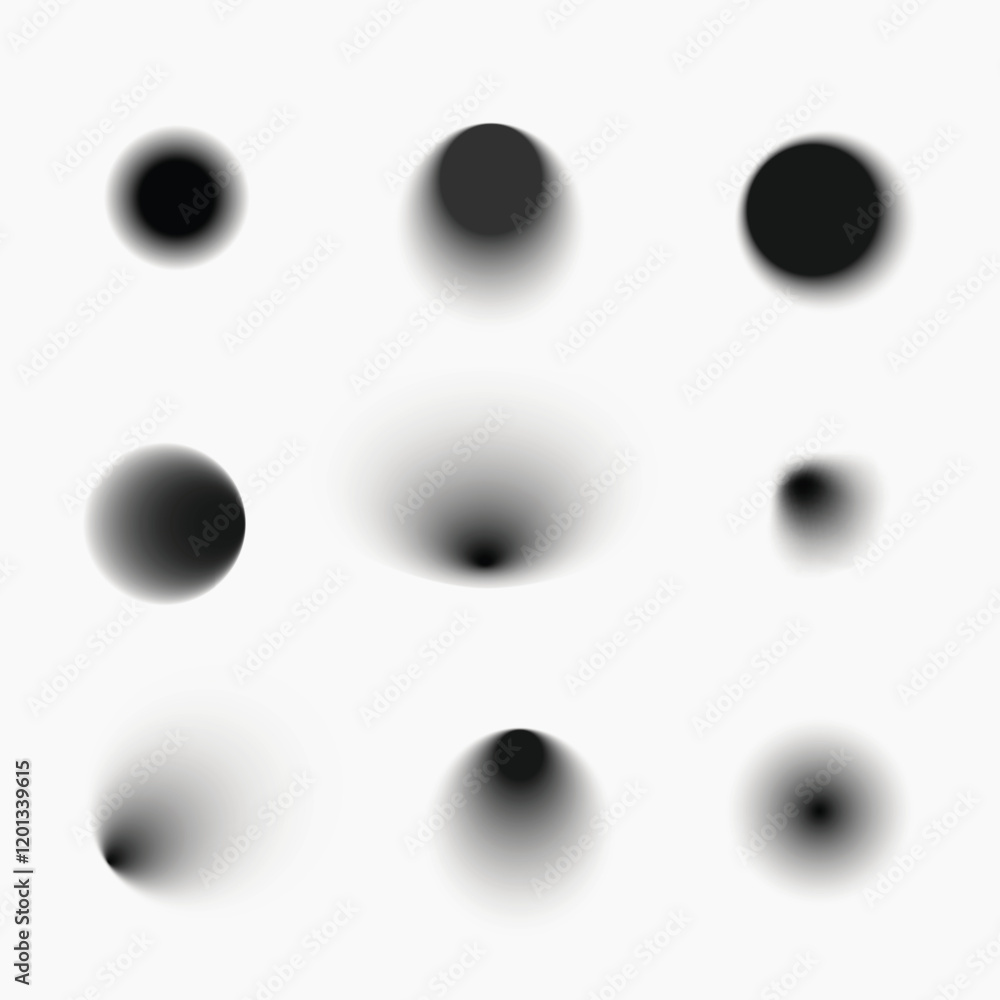 Poster abstract grayscale gradient shape illustration set vector. set of abstract grayscale gradient shapes
