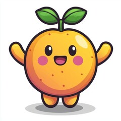 Obraz premium A happy orange character with leaves on top