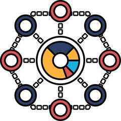 A graphic of a circle with many different circles surrounding it