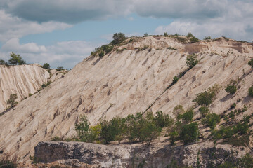 limestone quarry. Interesting form and textures of relief. Amazing hills and ground. Dry areas of the earth. Global warming. limestone quarry in Fetesti, Moldova.