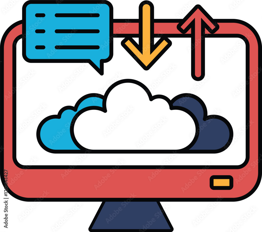 Poster a computer monitor with a cloud icon