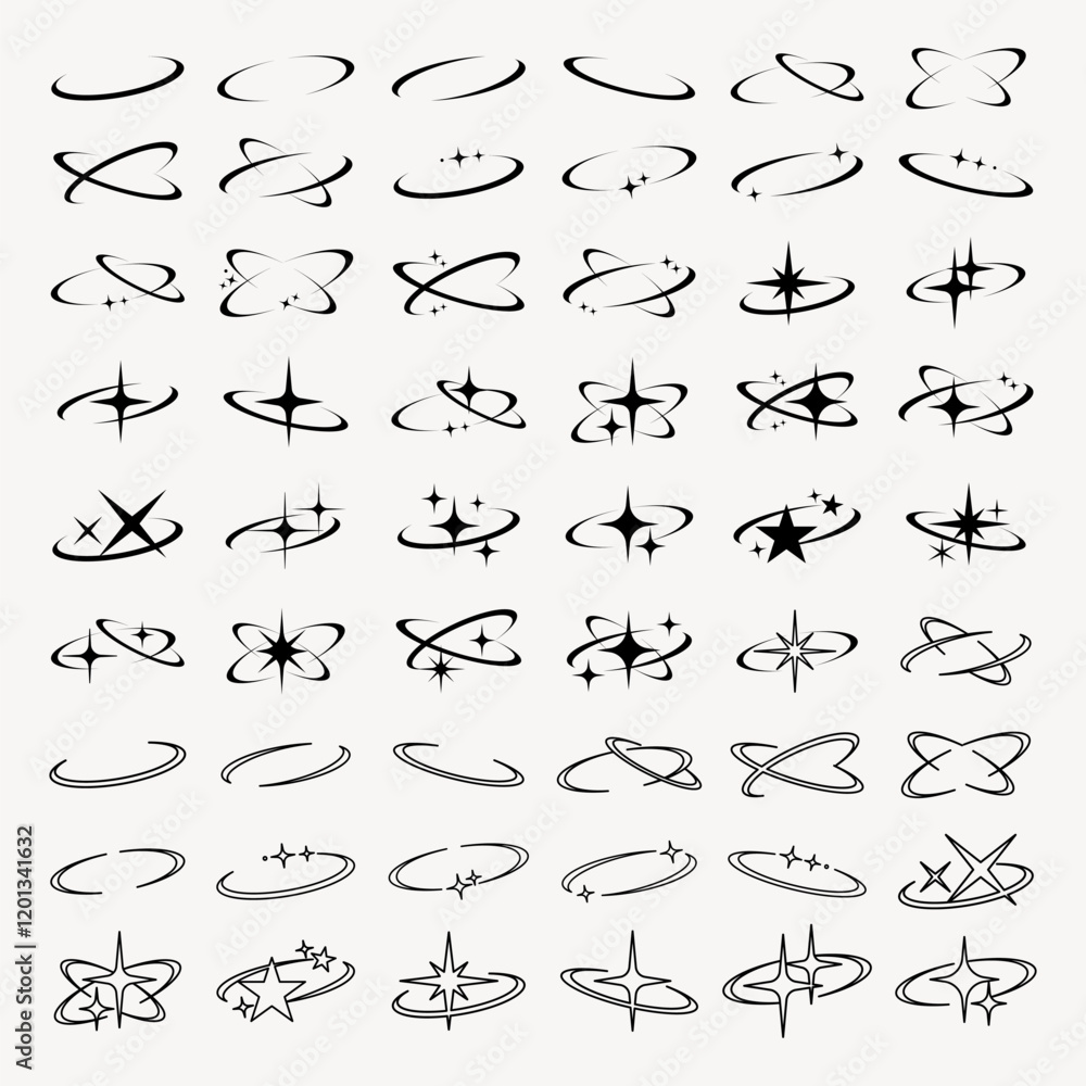 Poster various abstract orbit star symbol set vector. set of abstract orbit star symbol in various vector d