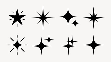 Shine star sparkle vector set. Sparkle star icons. Shine icon. Stars sparkle doodles vector. Set sparkles star symbols vector. Bright sparkle, star sparkle, shiny flash star. Star shine sparkle icon