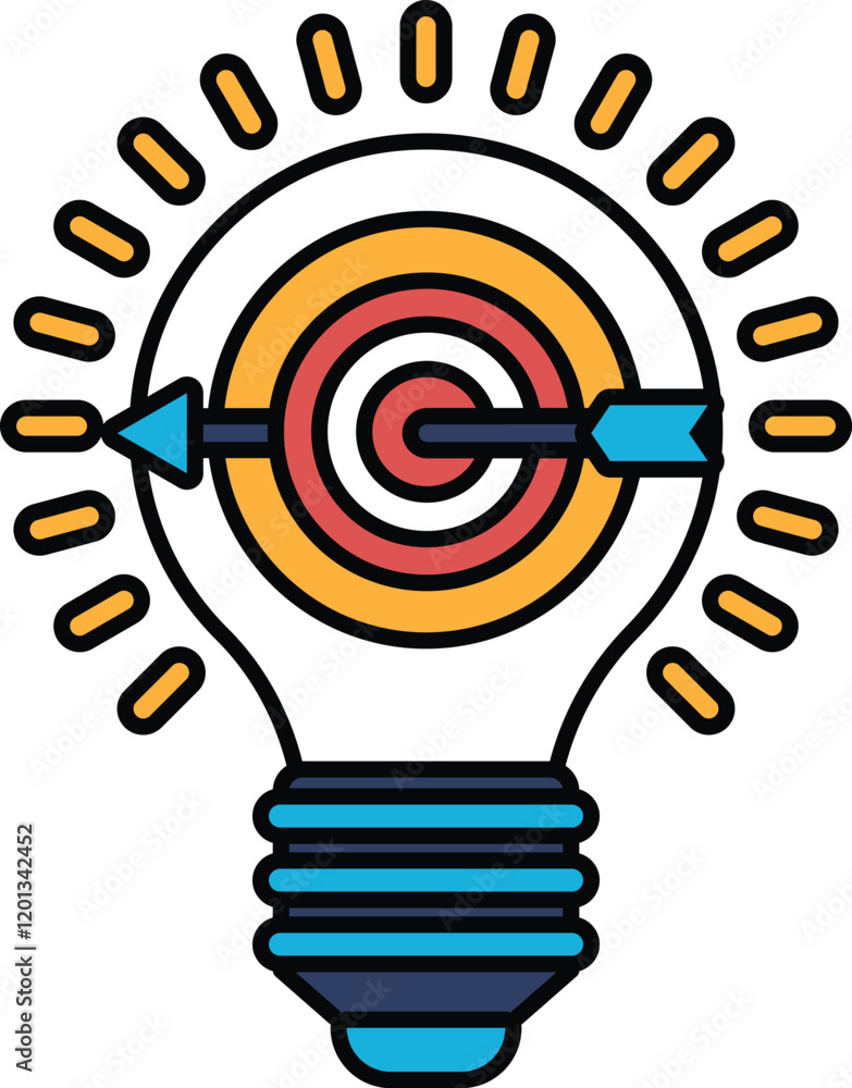 Poster a light bulb with a arrow pointing to a target