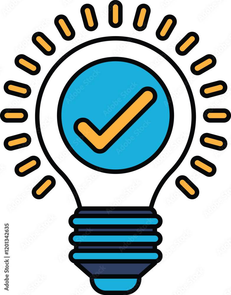 Poster a light bulb with a check mark on it