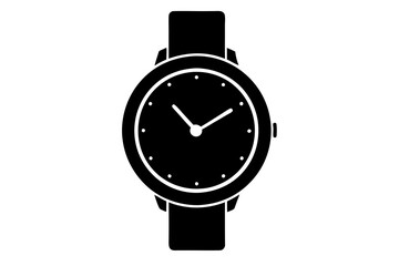 Vector Watch Icon Clipart Silhouette on White Background