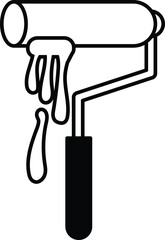 A paint roller with paint dripping from it