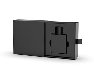 Blank perfume bottle with elegant sleeve packaging box mockup template for design presentation, 3d...