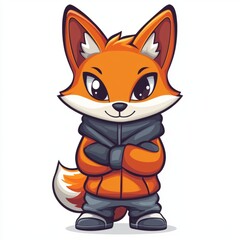 Obraz premium Adorable Fox Character Wearing Winter Clothing