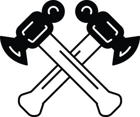 Two hammers are crossed over each other