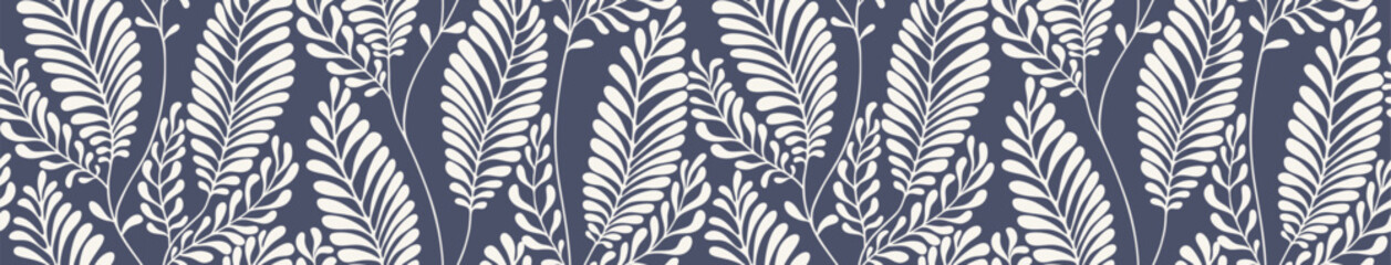 Abstract floral palm leaf seamless pattern. black tropical leaves geometric pattern on white background.