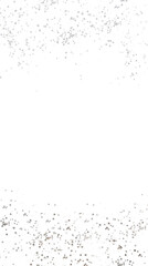 Vertical luxury Silver Foil Frame. Sparkle splatter border. Silver brush stroke on transparent background. A swirl of gold sequins. To advertise a product, wedding card, banner, and social media.