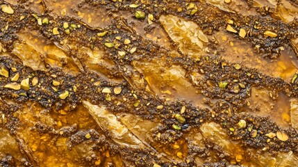 Obraz premium A Close-up View of a Stunning Sweet Pastry with Pistachios and Syrup