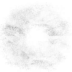 Silver glitter shiny. Bokeh Light png transparent background.Silver sand texture particles are scattered in a circle. An element for banners, social networks, and wedding cards.