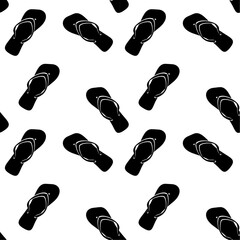 Black white flip flops pattern seamless, vacation and holiday, tropical vacation holiday, design vector illustration, summer beach footwear slipper
