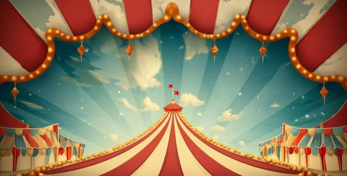 Vintage circus tent with glowing lights
