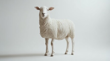 Obraz premium A Fluffy Sheep in Studio Setting: Serenity and Simplicity