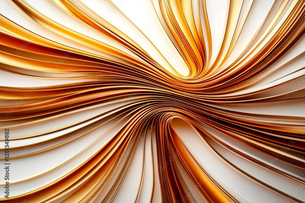 Poster swirling golden ribbons create a captivating abstract design with rich textures and smooth lines
