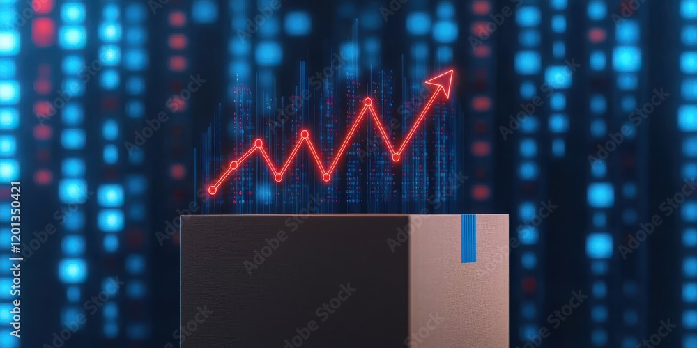 Aufkleber a digital representation of growth, featuring a rising graph overlaid on a sleek device, symbolizing