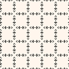 Fototapeta premium Simple minimalist geometric seamless pattern. Abstract monochrome minimal background with small floral shapes. Subtle repeat design for decor, print.