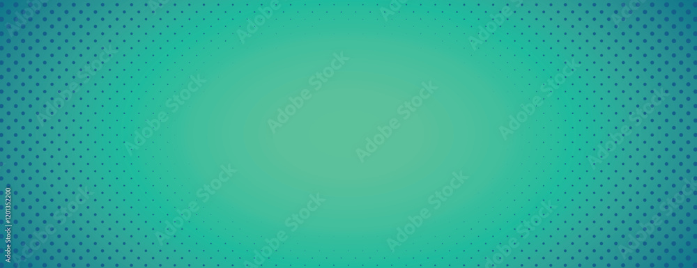 Poster teal background with halftone gradient effect, featuring small black dots. the background is smooth 