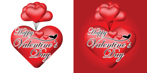 Red Love lettering and calligraphy with cute heart on red,white background.Valentine's day template or background for Love and Valentine's dayWeb