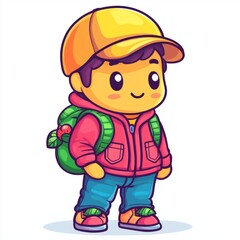 A Cute Boy Backpacker Ready For An Adventure