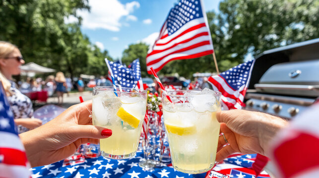 The flags are red, white, and blue