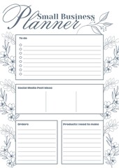 Blue and White Floral Vintage Illustration Planner Flyer - 1
